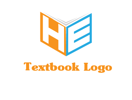 Letters h and e in front of book cover logo