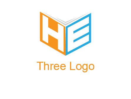 Letters h and e in front of book cover logo