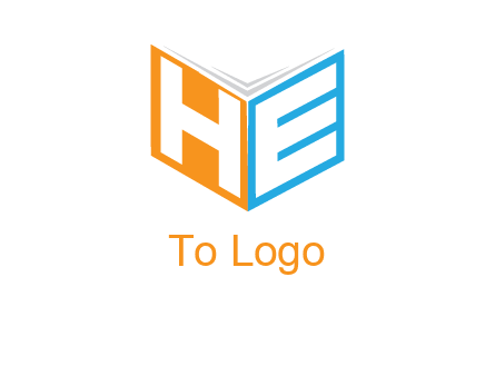 Letters h and e in front of book cover logo