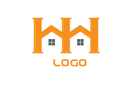 Two letters H are creating house logo