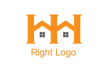 Two letters H are creating house logo