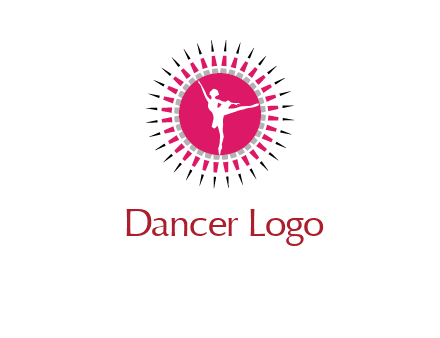 dancing ballerina in fancy pointy circle arts logo icon