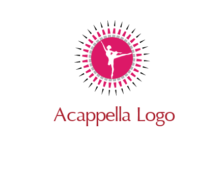 dancing ballerina in fancy pointy circle arts logo icon