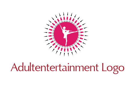 dancing ballerina in fancy pointy circle arts logo icon