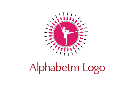 dancing ballerina in fancy pointy circle arts logo icon