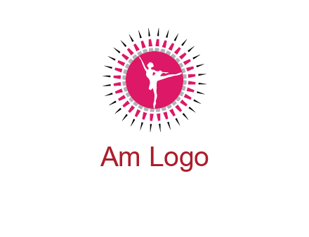 dancing ballerina in fancy pointy circle arts logo icon