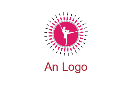 dancing ballerina in fancy pointy circle arts logo icon