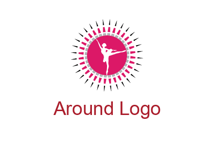 dancing ballerina in fancy pointy circle arts logo icon