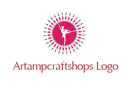 dancing ballerina in fancy pointy circle arts logo icon