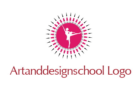 dancing ballerina in fancy pointy circle arts logo icon