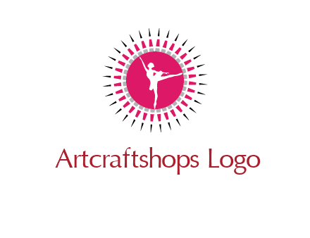 dancing ballerina in fancy pointy circle arts logo icon