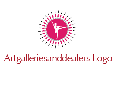 dancing ballerina in fancy pointy circle arts logo icon