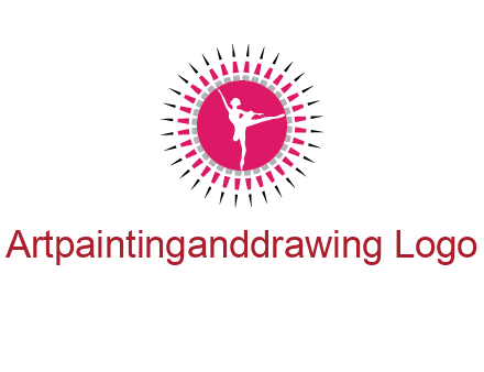 dancing ballerina in fancy pointy circle arts logo icon