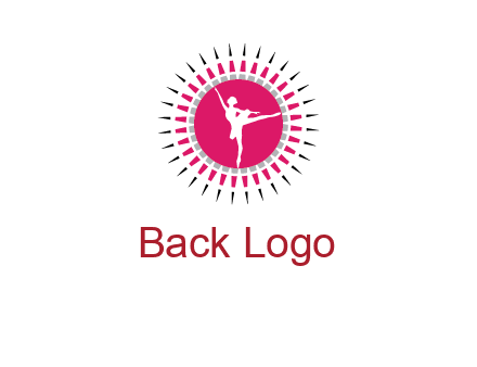 dancing ballerina in fancy pointy circle arts logo icon