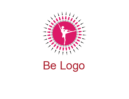 dancing ballerina in fancy pointy circle arts logo icon