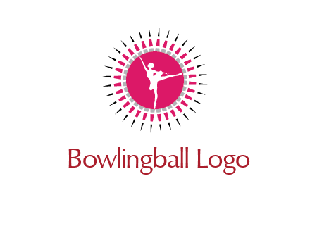 dancing ballerina in fancy pointy circle arts logo icon