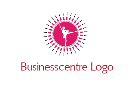 dancing ballerina in fancy pointy circle arts logo icon
