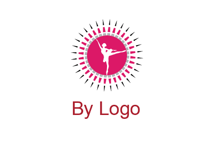 dancing ballerina in fancy pointy circle arts logo icon