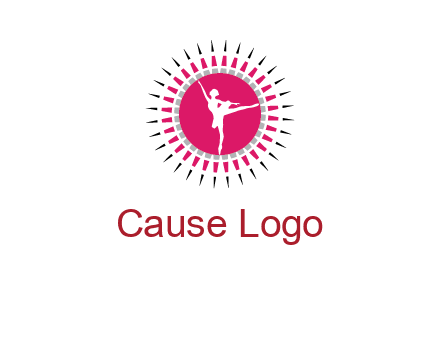 dancing ballerina in fancy pointy circle arts logo icon
