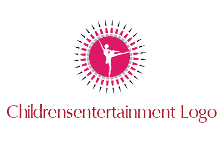 dancing ballerina in fancy pointy circle arts logo icon