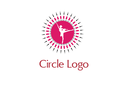 dancing ballerina in fancy pointy circle arts logo icon