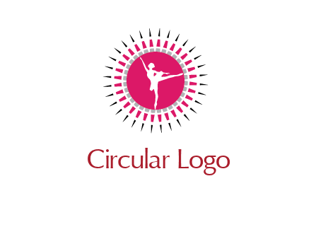 dancing ballerina in fancy pointy circle arts logo icon