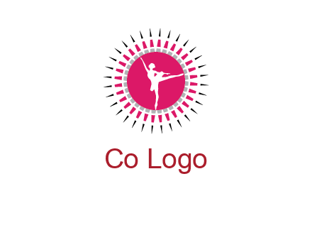 dancing ballerina in fancy pointy circle arts logo icon