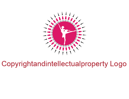 dancing ballerina in fancy pointy circle arts logo icon
