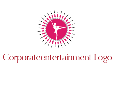 dancing ballerina in fancy pointy circle arts logo icon