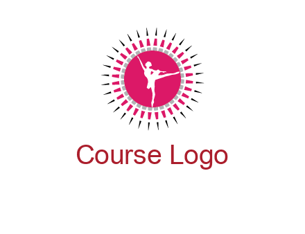 dancing ballerina in fancy pointy circle arts logo icon