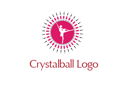dancing ballerina in fancy pointy circle arts logo icon