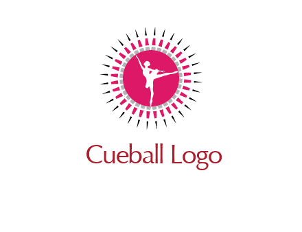 dancing ballerina in fancy pointy circle arts logo icon