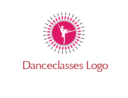 dancing ballerina in fancy pointy circle arts logo icon