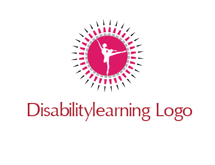 dancing ballerina in fancy pointy circle arts logo icon