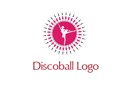 dancing ballerina in fancy pointy circle arts logo icon