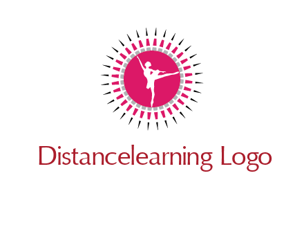dancing ballerina in fancy pointy circle arts logo icon