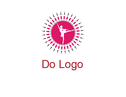 dancing ballerina in fancy pointy circle arts logo icon