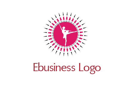 dancing ballerina in fancy pointy circle arts logo icon