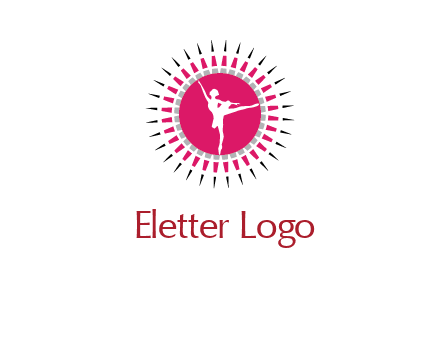 dancing ballerina in fancy pointy circle arts logo icon