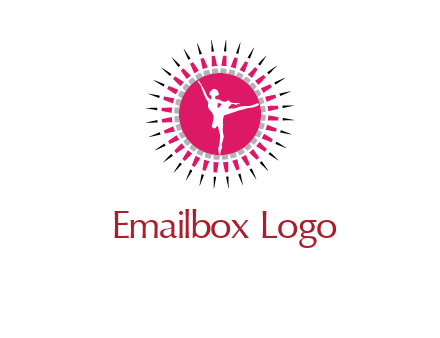 dancing ballerina in fancy pointy circle arts logo icon