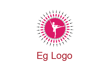dancing ballerina in fancy pointy circle arts logo icon