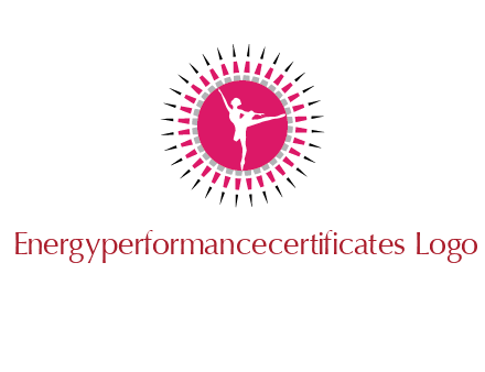 dancing ballerina in fancy pointy circle arts logo icon