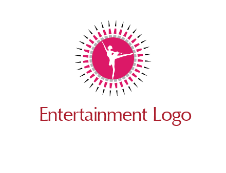 dancing ballerina in fancy pointy circle arts logo icon