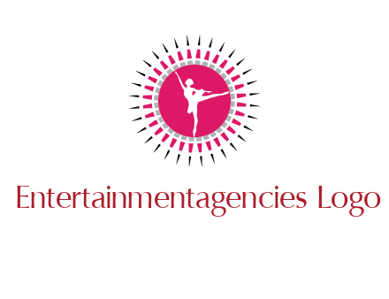 dancing ballerina in fancy pointy circle arts logo icon