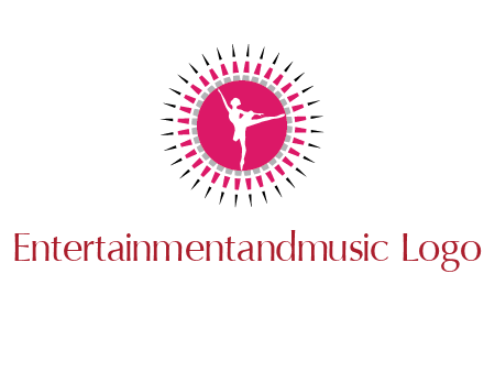 dancing ballerina in fancy pointy circle arts logo icon