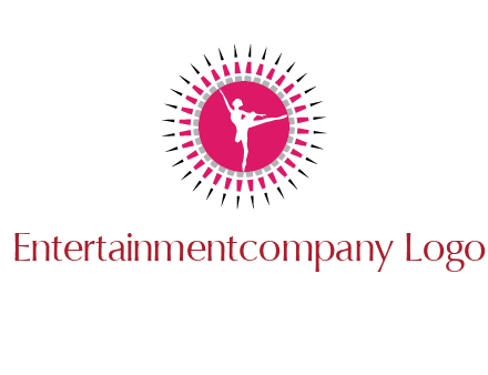 dancing ballerina in fancy pointy circle arts logo icon