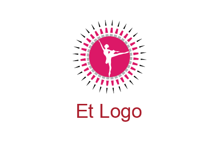 dancing ballerina in fancy pointy circle arts logo icon