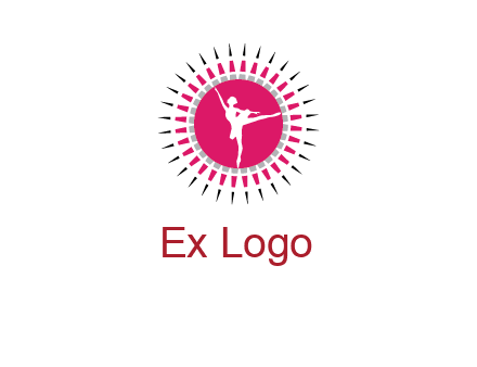 dancing ballerina in fancy pointy circle arts logo icon