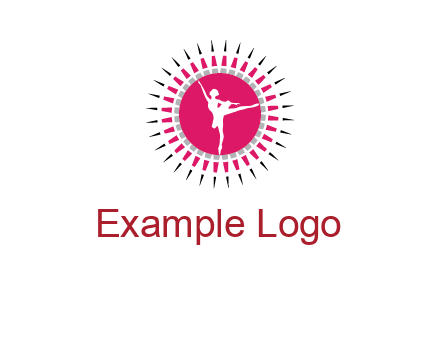 dancing ballerina in fancy pointy circle arts logo icon
