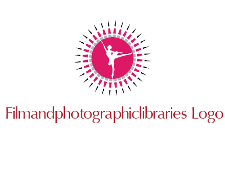 dancing ballerina in fancy pointy circle arts logo icon